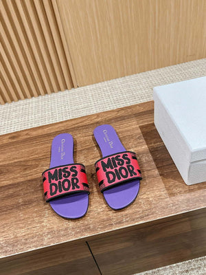 Dior KCO109EZO Dway Slide Embroidered Cotton Miss Dior Allover Motif Shoes D82994 - Euro 35=US 4 - View 1