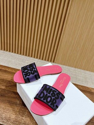 Dior KCO109EZO Dway Slide Embroidered Cotton Miss Dior Allover Motif Shoes D82995 - Euro 35=US 4 - View 4