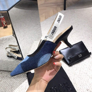 Dior KCP867 J'ADIOR Slingback Pump Blue Metallic Fabric - luxibagsmall