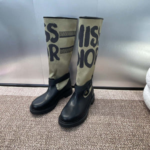 Dior KDI929CMV_S17X Warm Taupe Technical Canvas with Black Miss Dior Graffiti Print and Black Calfskin - Euro 35=US 4 - View 3