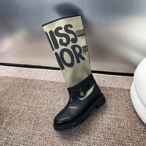 Dior KDI929CMV_S17X Warm Taupe Technical Canvas with Black Miss Dior Graffiti Print and Black Calfskin - Euro 35=US 4 - View 4