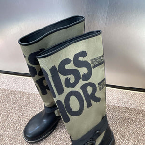 Dior KDI929CMV_S17X Warm Taupe Technical Canvas with Black Miss Dior Graffiti Print and Black Calfskin - Euro 35=US 4 - View 8