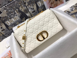 Dior Large Caro Bag M9243 Calfskin white Gold - Default Title - View 1