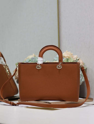 Dior Large M1152 Lady D-Sire My ABCDior Bag Dark Brandy Bull Leather - Default Title - View 5