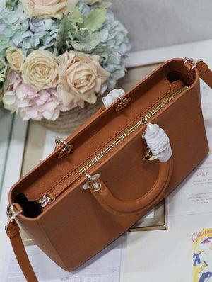 Dior Large M1152 Lady D-Sire My ABCDior Bag Dark Brandy Bull Leather - Default Title - View 8