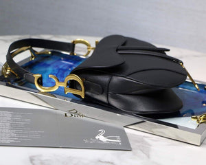 Dior M0446 Dior Saddle Bag M0447 Black Grained Calfskin - luxibagsmall