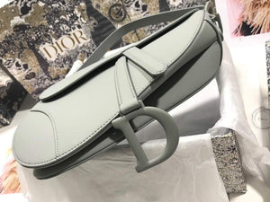 Dior M0446 Dior Saddle Bag M0447 Grey Grained Calfskin with Gray Hardware - luxibagsmall
