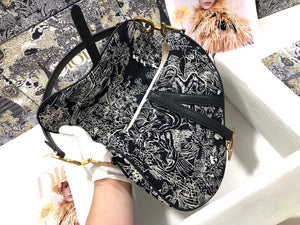 Dior M0446 Dior Saddle Bag Grey Toile de Jouy Reverse Jacquard - shop2bag