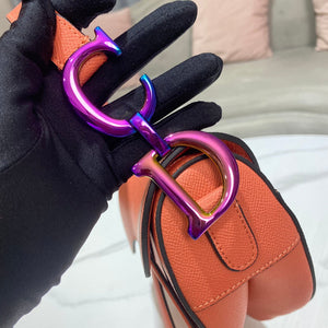 Dior M0446 Dior Saddle Bag Orange Grained Calfskin Purple logo - Default Title - View 7