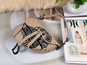 Dior Saddle Bag Beige Jute Canvas Embroidered M0446 - Default Title - View 3