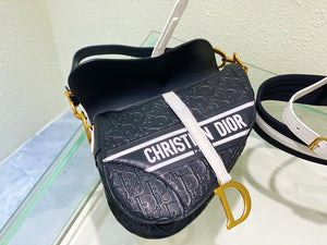 Dior Saddle Bag M0446 Black Oblique Perforated and Embossed Calfskin - Default Title - View 8