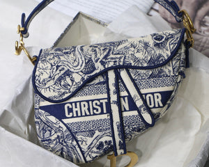 Dior Saddle Bag M0446 Blue Toile de Jouy Embroidery - Default Title - View 2