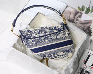 Dior Saddle Bag M0446 Blue Toile de Jouy Embroidery - Default Title - View 4