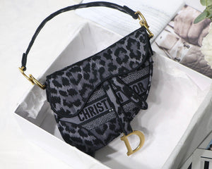 Dior Saddle Bag M0446 Gray Mizza Embroidery - Default Title - View 1