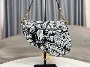 Dior M0455 Saddle Bag With Strap Black and White Ultramatte Calfskin - Default Title - View 3