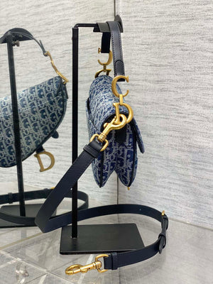 Dior M0455 Saddle Bag With Strap Blue Denim Dior Oblique Jacquard M0456 - Large 25cm - View 5