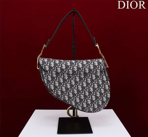 Dior M0455 Saddle Bag With Strap Blue Dior Oblique Jacquard M0456 - Large 25cm - View 3