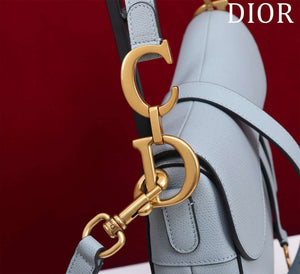 Dior M0455 Saddle Bag With Strap Blue Grained Calfskin M0456 - Large 25cm - View 6