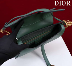 Dior M0455 Saddle Bag With Strap Dark Green Grained Calfskin M0456 - Large 25cm - View 6