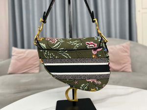 Dior M0455 Saddle Bag With Strap Green Cross-Stitch Embroidery - Default Title - View 3