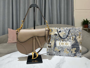 Dior M0455 Saddle Bag With Strap Light Gray Grained Calfskin - Default Title - View 1