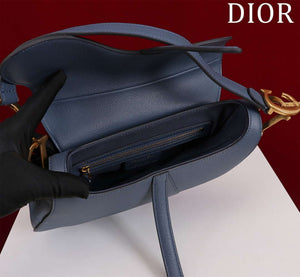Dior M0455 Saddle Bag With Strap Navy Blue Grained Calfskin M0456 - Large 25cm - View 5