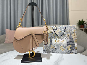 Dior M0455 Saddle Bag With Strap Nude Grained Calfskin - Default Title - View 1