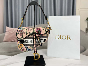 Dior M0455 Saddle Bag With Strap Pink Cross-Stitch Embroidery - Default Title - View 1