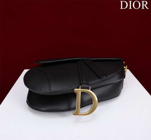 Dior M0455 Saddle Bag With Strap plain weave Black Calfskin M0456 - Large 25cm - View 3