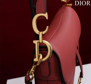 Dior M0455 Saddle Bag With Strap Red Grained Calfskin M0456 - Large 25cm - View 5