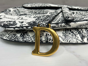 Dior M0455 Saddle Bag With Strap Ultramatte Calfskin White & Black - Default Title - View 6