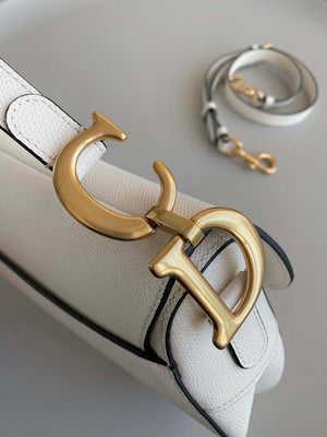 Dior M0455 Saddle Bag With Strap White Grained Calfskin - Default Title - View 5