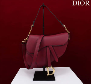 Dior M0455 Saddle Bag With Strap Wine Red Grained Calfskin - Default Title - View 1