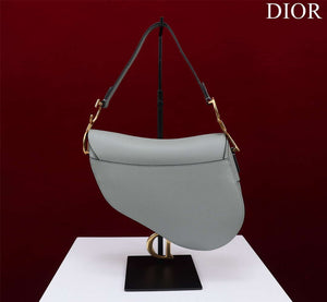 Dior M0456 Mini Saddle Bag With Strap Gray Grained Calfskin - Default Title - View 3