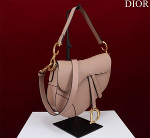 Dior M0456 Mini Saddle Bag With Strap Nude Grained Calfskin - Default Title - View 2