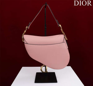 Dior M0456 Mini Saddle Bag With Strap Pink Grained Calfskin - Default Title - View 3