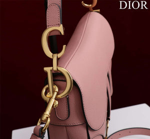 Dior M0456 Mini Saddle Bag With Strap Pink Grained Calfskin - Default Title - View 6