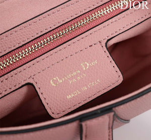 Dior M0456 Mini Saddle Bag With Strap Pink Grained Calfskin - Default Title - View 9
