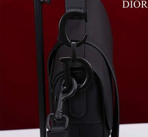 Dior M0456 Mini Saddle Bag With Strap plain matte Black Calfskin - Default Title - View 4