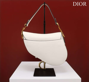 Dior M0456 Mini Saddle Bag With Strap White Grained Calfskin - Default Title - View 3