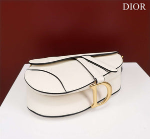 Dior M0456 Mini Saddle Bag With Strap White Grained Calfskin - Default Title - View 4