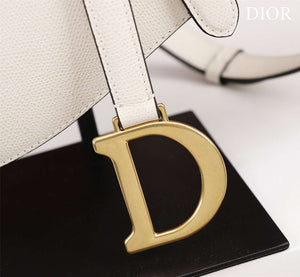 Dior M0456 Mini Saddle Bag With Strap White Grained Calfskin - Default Title - View 7