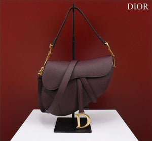 Dior M0456 Mini Saddle Bag With Strap Wine Red Grained Calfskin - Default Title - View 1