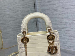 Dior M0505 Mini Dior Lady Bag Beige Cannage Crocodile Gold - Default Title - View 3