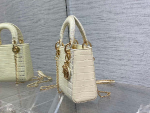 Dior M0505 Mini Dior Lady Bag Beige Cannage Crocodile Gold - Default Title - View 6