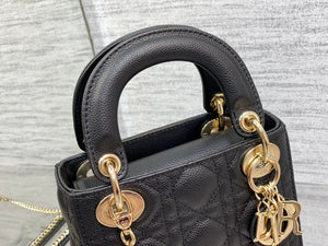 Dior M0505 Mini Dior Lady Bag Black Cannage Calfskin Gold - Default Title - View 2