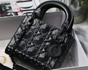 Dior M0505 Mini Dior Lady Bag Black Cannage Calfskin with Diamond Motif - Default Title - View 2