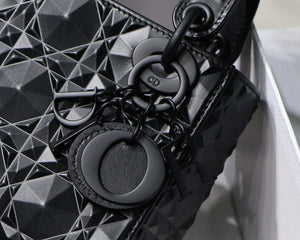 Dior M0505 Mini Dior Lady Bag Black Cannage Calfskin with Diamond Motif - Default Title - View 3