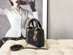 Dior M0505 Mini Dior Lady Bag Black Cannage lambskin Gold - Default Title - View 2