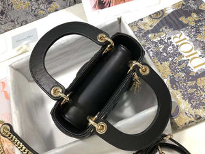 Dior M0505 Mini Dior Lady Bag Black Cannage lambskin Gold with Red Logo - Default Title - View 7